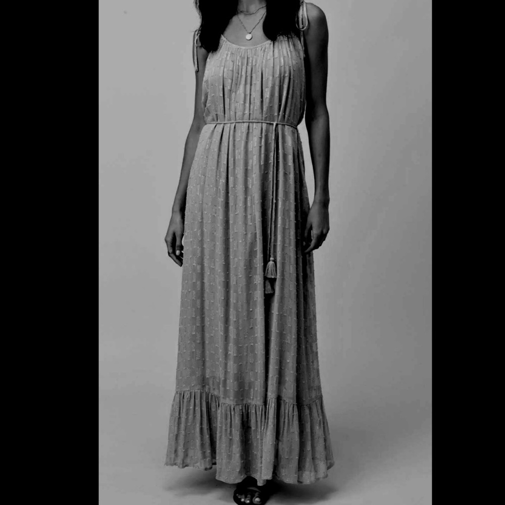 Love stitch, NWOT, black chiffon summer maxi dress Tie Waist, Maternity, small